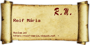 Reif Mária névjegykártya